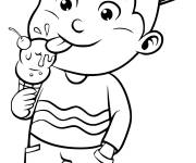 Coloriage L'enfant aime la glace