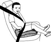 Coloriage l'enfant attache la ceinture de s&eacute;curit&eacute;