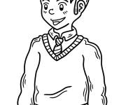 Coloriage L'enfant &eacute;l&egrave;ve &agrave; l'&eacute;cole
