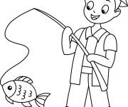 Coloriage L'enfant p&eacute;cheur