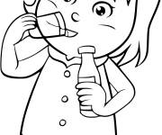 Coloriage La fille boit du lait