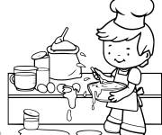 Coloriage La fille chef de cuisine