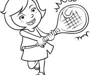 Coloriage La fille joue au tennis