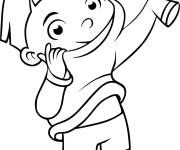 Coloriage Le gar&ccedil;on met son pyjama