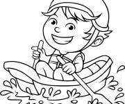 Coloriage Le gar&ccedil;on sur son petit navire
