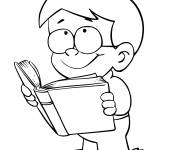 Coloriage Le petit gar&ccedil;on en lisant un livre