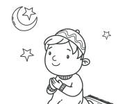 Coloriage Le petit gar&ccedil;on pendant ramadhan