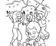 Coloriage Les enfants dansent dans la f&ecirc;te