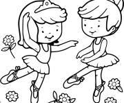 Coloriage Les filles dansent le ballet