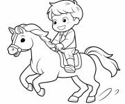 Coloriage Petit gar&ccedil;on sur son cheval