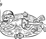 Coloriage Plong&eacute;e en apn&eacute;e pour enfants