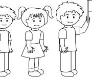Coloriage Trois enfants facile maternelle