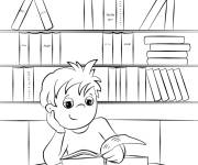 Coloriage Un enfant &agrave; la librairie