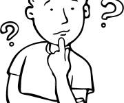 Coloriage Un enfant a une question dans sa t&ecirc;te