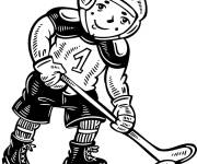 Coloriage Un enfant jouant le Hockey sur glace
