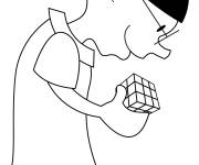 Coloriage Un enfant joue au cube magique