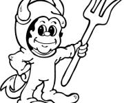 Coloriage Un enfant portant une costume de diable