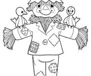 Coloriage Epouvantail avec des poussins