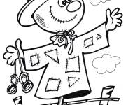 Coloriage Epouvantail avec le sourire sur le visage