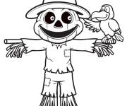 Coloriage et dessins gratuit Epouvantail avec visage de citrouille rigolo à imprimer