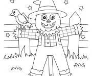 Coloriage et dessins gratuit Epouvantail dans la compagne souriant à imprimer