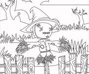Coloriage Epouvantail dans la cour
