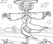 Coloriage Epouvantail et citrouilles pour adulte
