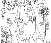 Coloriage Epouvantail et la beaut&eacute; de la nature