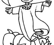Coloriage Epouvantail facile la nuit
