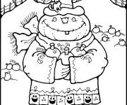 Coloriage Epouvantail magique qui aime les citrouille