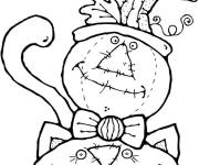 Coloriage et dessins gratuit Epouvantail sur un chat rigolo à imprimer