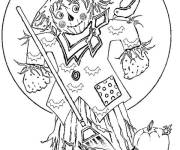 Coloriage L&rsquo;&eacute;pouvantail avec motifs d'halloween