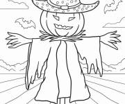 Coloriage L&rsquo;&eacute;pouvantail se d&eacute;guise pour l'Halloween