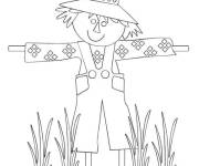 Coloriage l&rsquo;&eacute;pouvantail simple au crayon