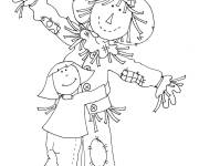 Coloriage Le c&acirc;lin de la fille avec l'&eacute;pouvantail
