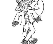Coloriage Le corbeau avec l'&eacute;pouvantail