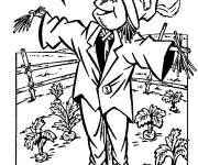 Coloriage Oiseau effray&eacute; d'&eacute;pouvantail