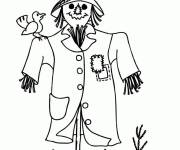 Coloriage Un &eacute;pouvantail portant une veste