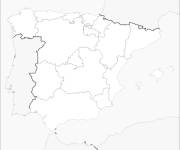 Coloriage Carte d'Espagne avec les villes