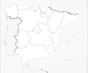 Coloriage Carte d'Espagne avec les villes