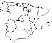 Coloriage Carte d'Espagne détaillé