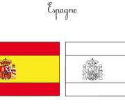 Coloriage Colorie le drapeau d'Espagne &agrave; l'aide du mod&egrave;le