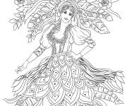 Coloriage Danseuse au Carnaval de Tenerife en Espagne