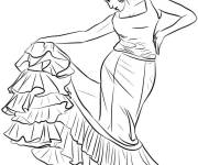 Coloriage Danseuse espagnole en plein performance