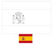 Coloriage Drapeau d'Espagne avec mod&egrave;le en couleur