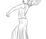 Coloriage et dessins gratuit flamenco danse folklorique espagnol  à imprimer