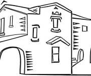 Coloriage et dessins gratuit Maison avec l'architecture espagnole à imprimer