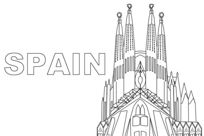 Image Pour Page De Garde En Espagnol La Sagrada Familia Coloriage Sagrada Familia en Espagne dessin gratuit à imprimer