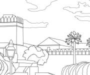 Coloriage Scène du château en Espagne