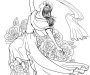 Coloriage et dessins gratuit Une femme espagnole danse le Flamenco à imprimer